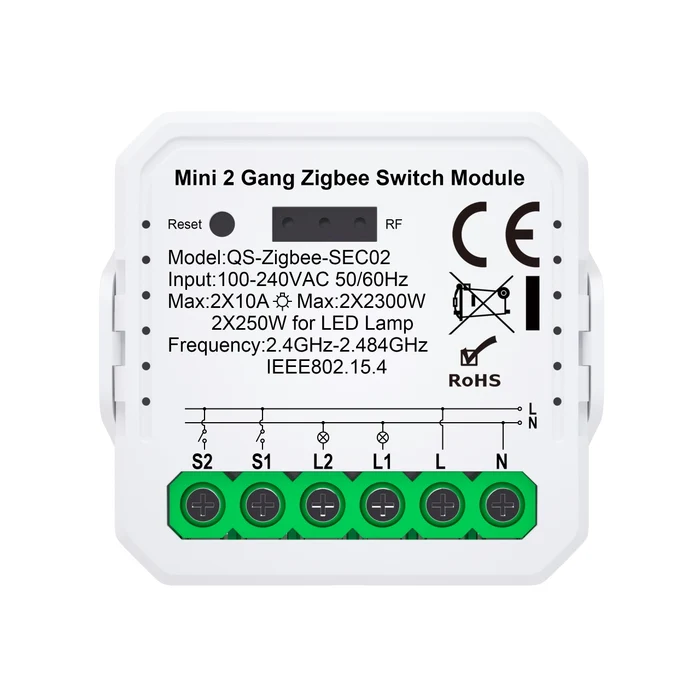 Smart switch module ZigBee 2 gang